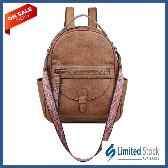 Mini Leather Backpack Purse for Women, Waterproof, 10 Pockets, Shoulder Bag